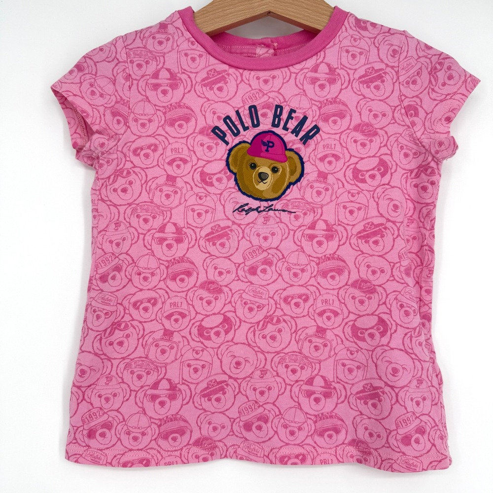 Ralph Lauren Baby Pink Polo Bear Short Sleeve Shirt 24‎ Months